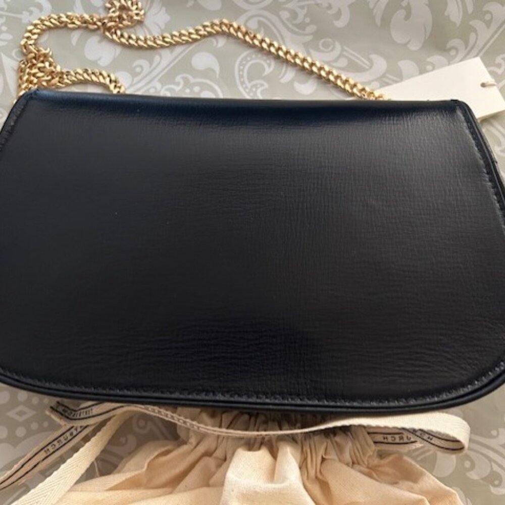 SOLD 💯Authentic Tory Burch Reva Clutch Convertible Leather Handbag Black New - Picture 3 of 5